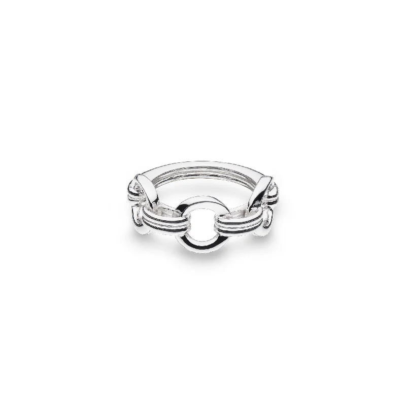 Ladies shining silver rings -Silver Bevel Unity Ring