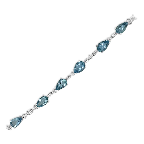 ladies charm bracelets zodiac signs -Aquamarine & Diamond Bracelet