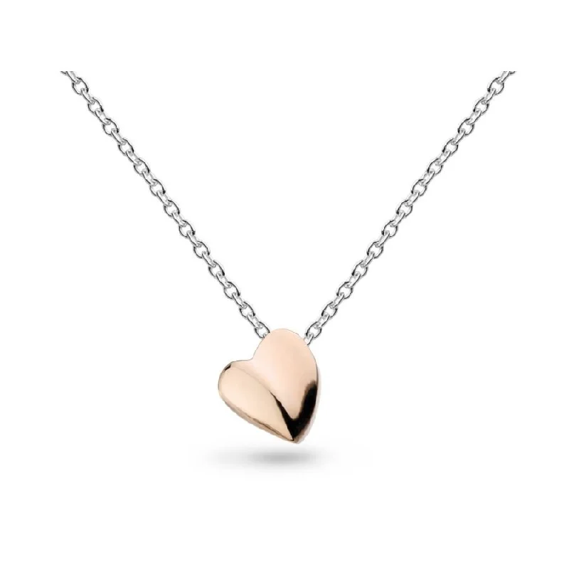 ladies gold necklaces fish pendants -Silver Miniature Sweet Heart Rose Gold Plate Necklace