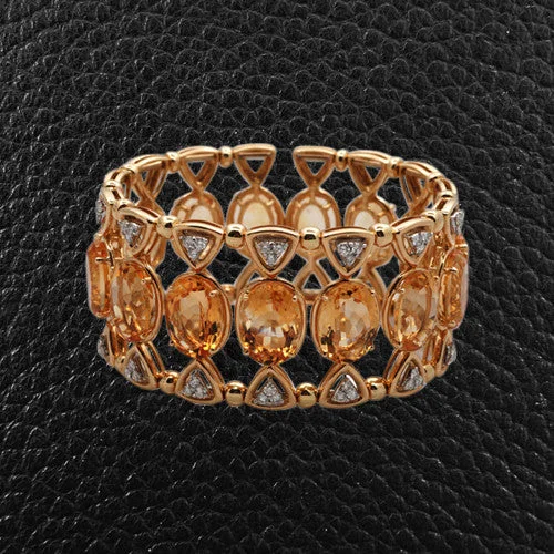 rose gold moon bracelets for women -Citrine & Diamond Cuff Bracelet