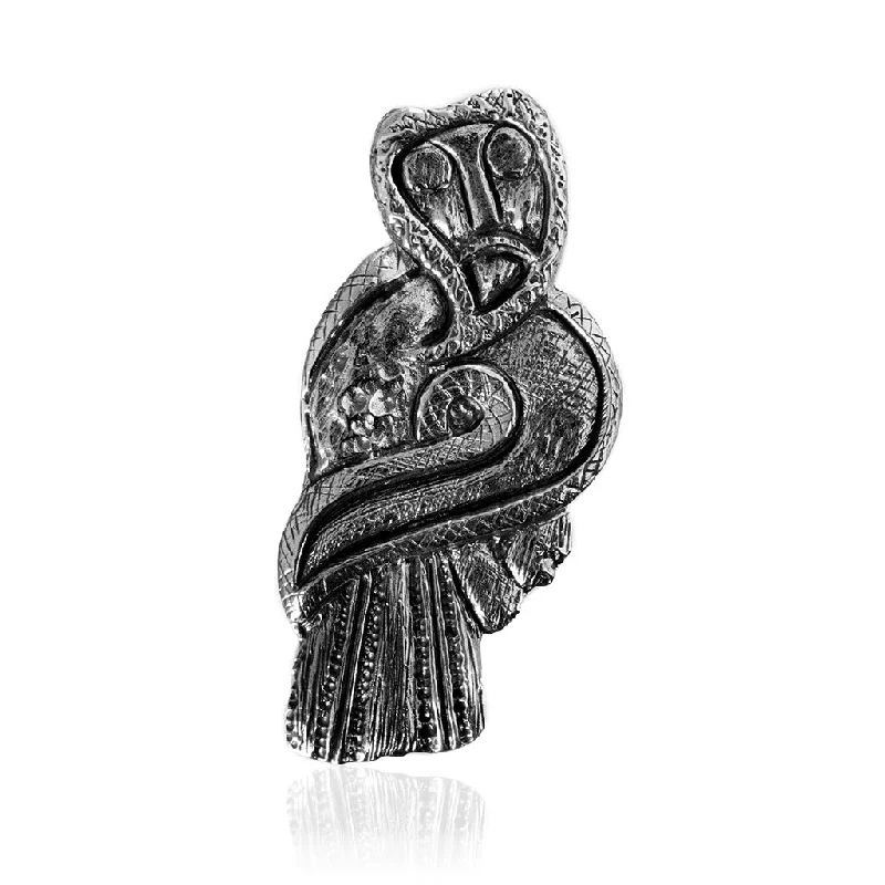 gold filigree brooch for women -Birdman Brooch, Silver