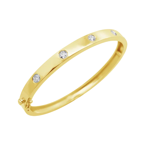 ladies bracelets twisted edges -Gold & Diamond Bangle Bracelet