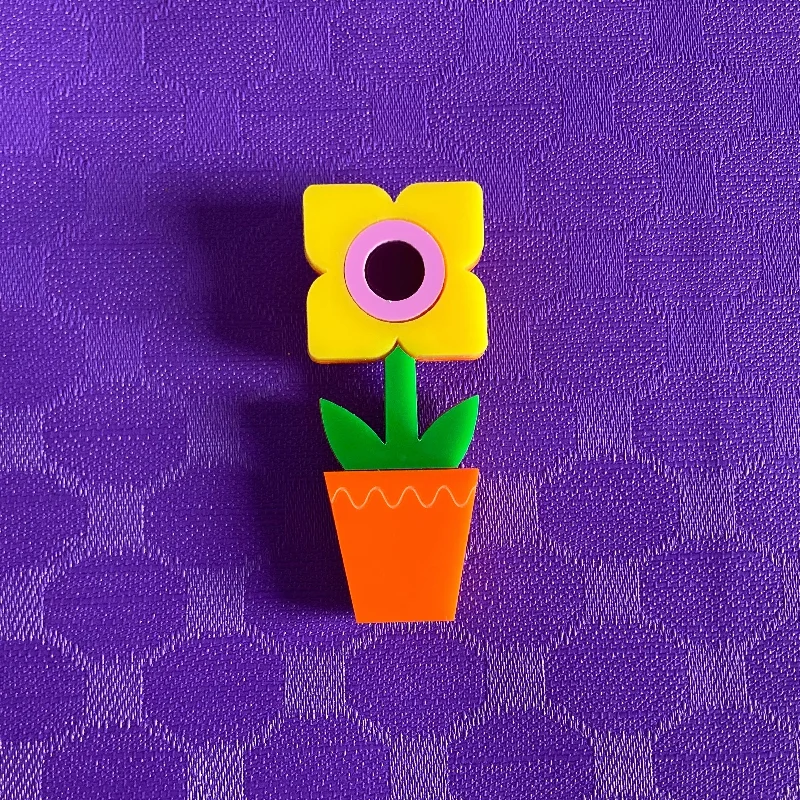 minimalist brooch for women simple -FLOWER IN A POT Acrylic Brooch