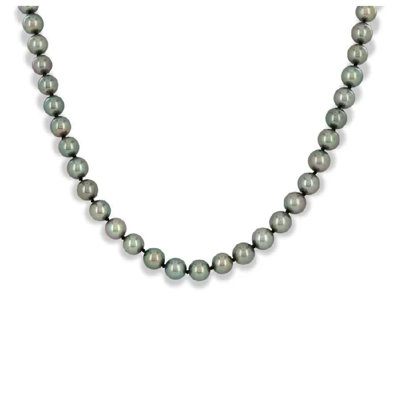 ladies silver necklaces aquamarine stones -18" 6.5-7.0mm Black Cultured Pearl Necklace