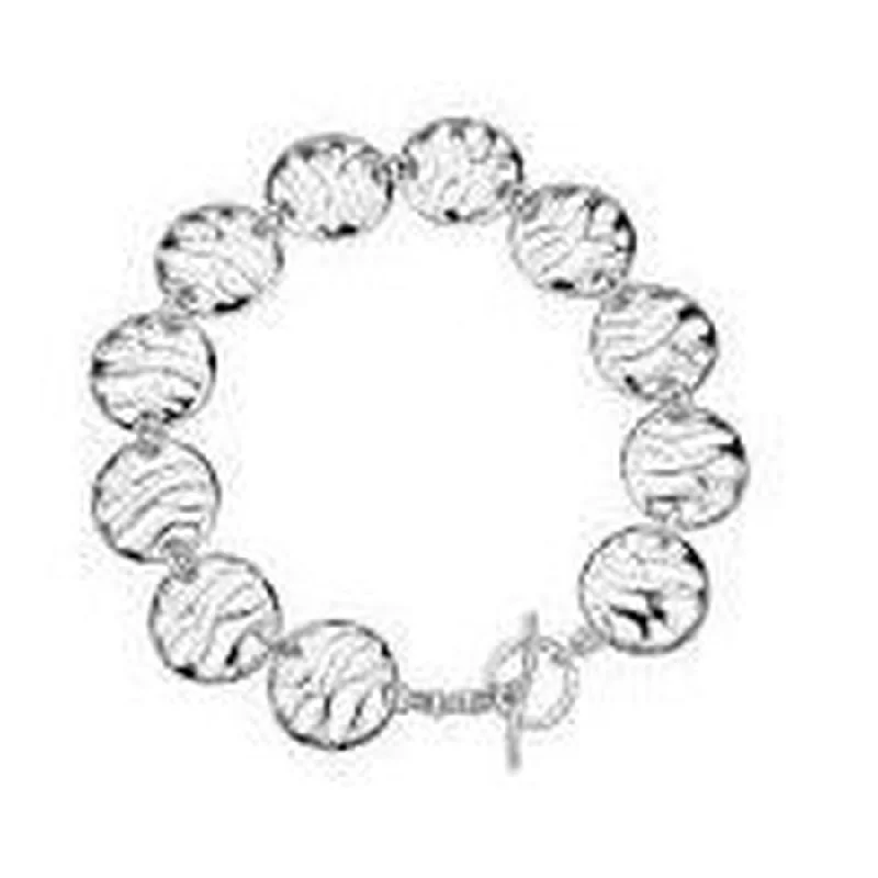 ladies charm bracelets family themes -Silver Arabesque Enlaced Disc Bracelet