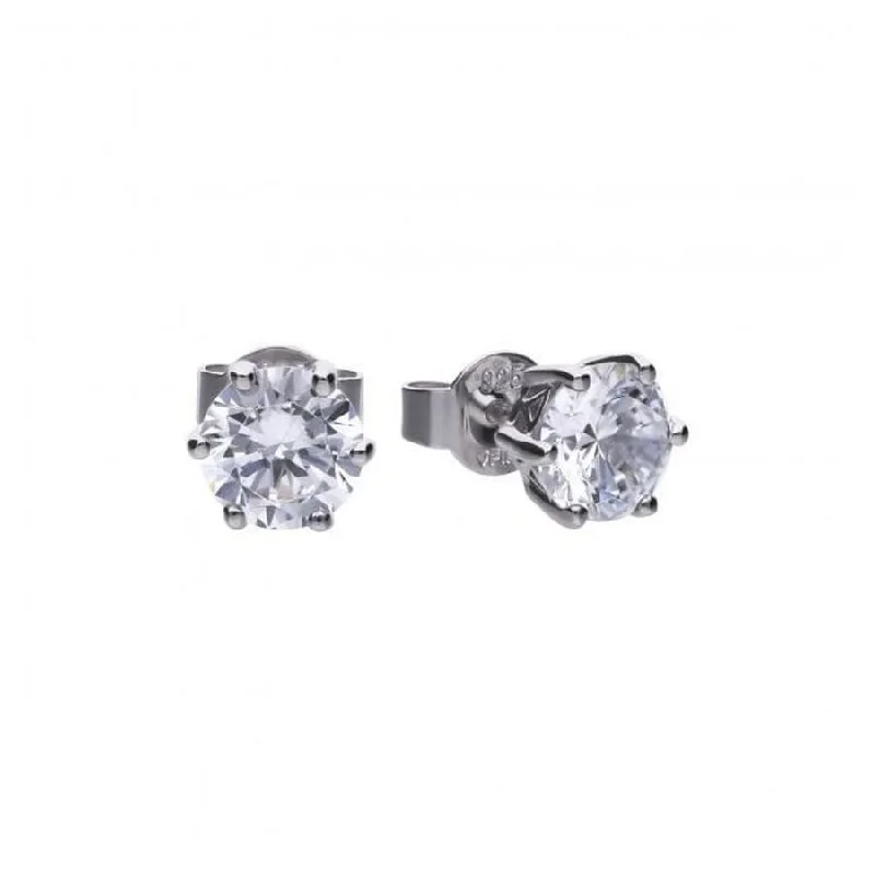 Silver claw set solitaire CZ stud earrings