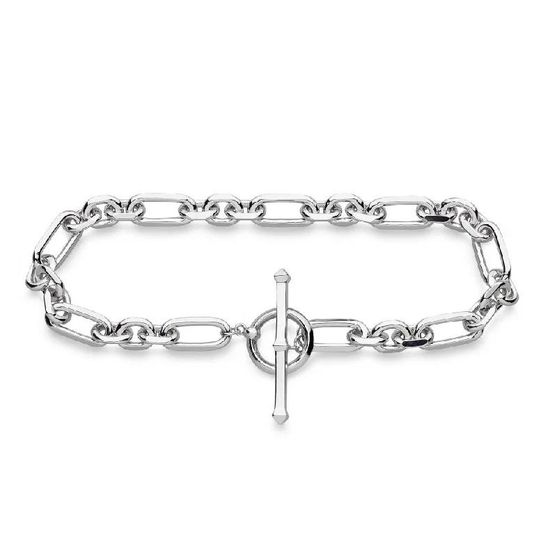 ladies gold bracelets dragonfly motifs -Revival Figaro Chain Link T-bar Bracelet