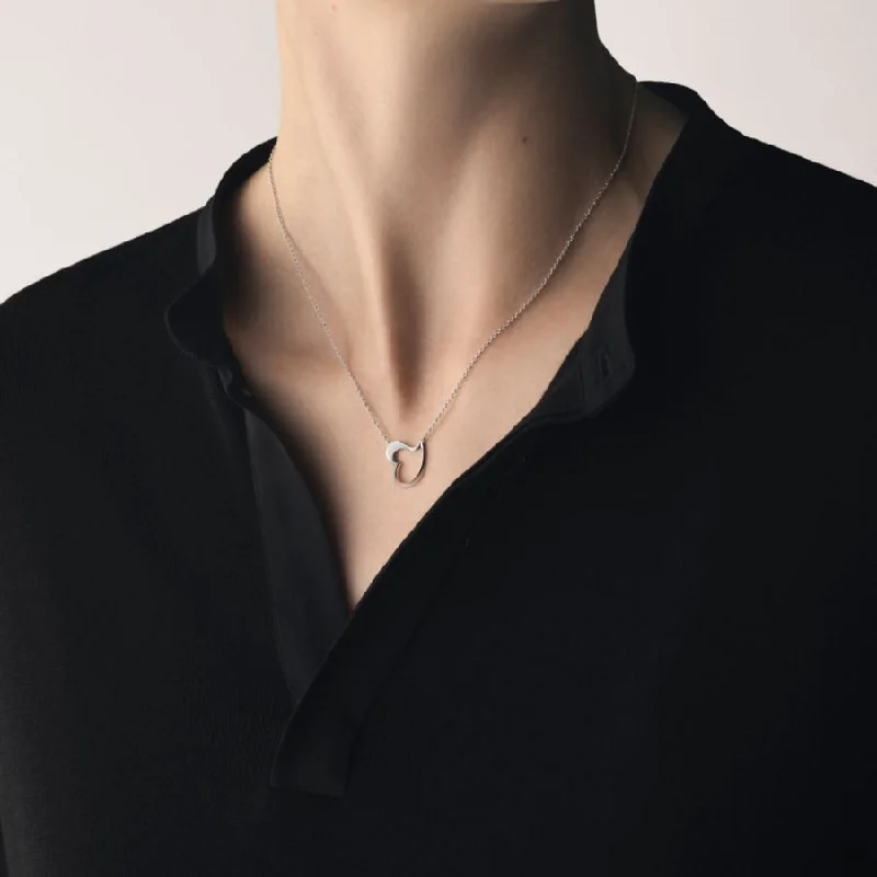 trendy minimalist necklaces for ladies -Silver Love Heart Necklace