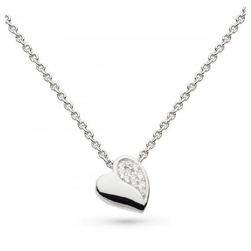 gold twist necklaces for women -Silver Miniature Sparkle CZ Sweet Heart 17' Necklace