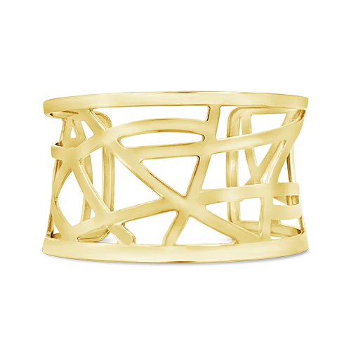 trendy minimalist bracelets for ladies -Gold Abstract Cut Out Cuff Bracelet