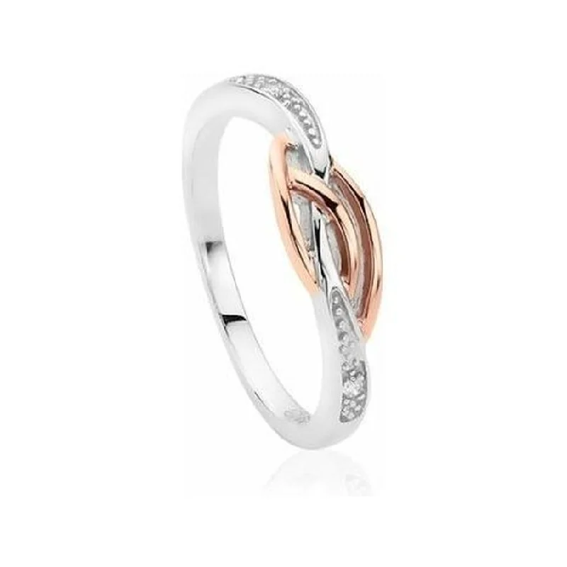 Ladies dull matte rings -Silver & 9ct Rose Gold Eternal Love Affinity Diamond Set Stacking Ring