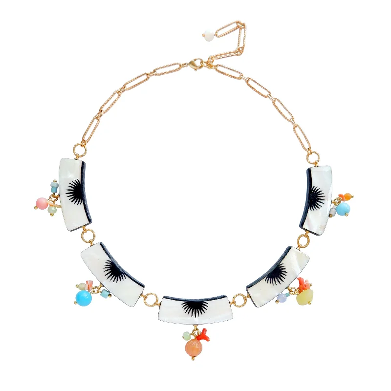 floral cutout necklaces for women -GUADALAJARA . beaded graphic collar necklace