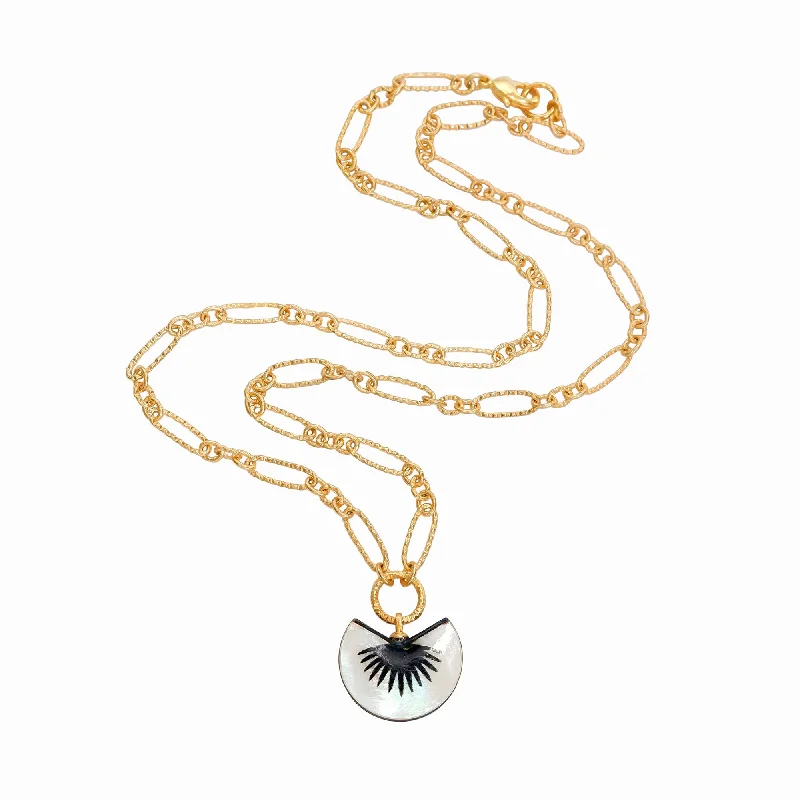 gold moon design necklaces for women -SAN REMO . pendant necklace