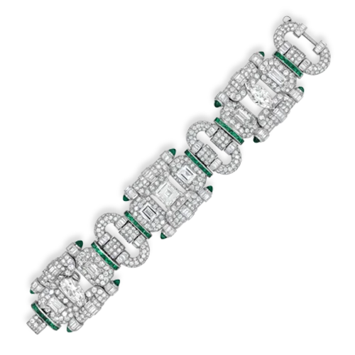 lace design bracelets for women -Emerald & Diamond Estate Bracelet