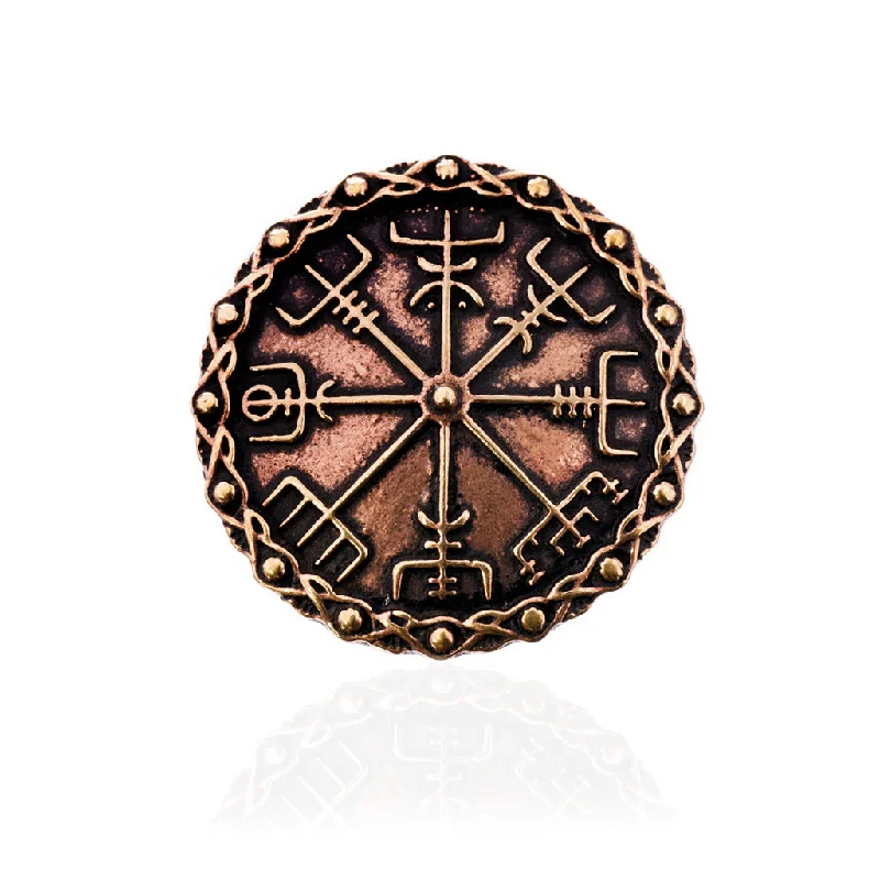 ladies yellow gold brooch daily -Vegvisir Brooch, Bronze