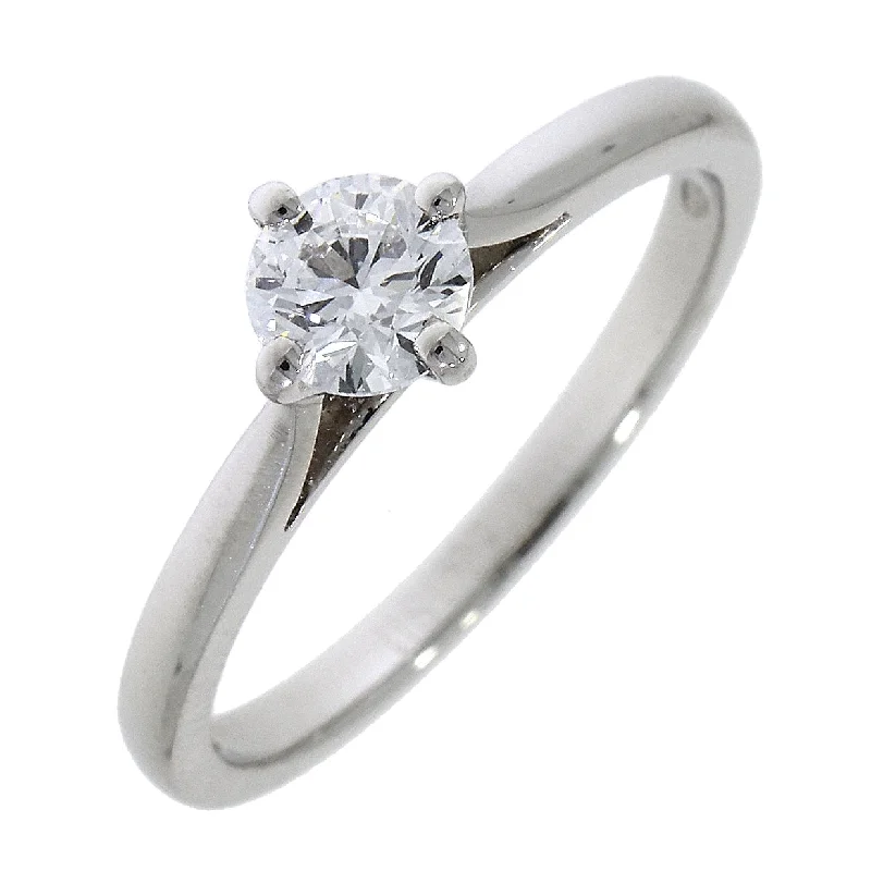 Ladies adjustable shine rings -Platinum 4-claw set round brilliant cut Diamond solitaire ring