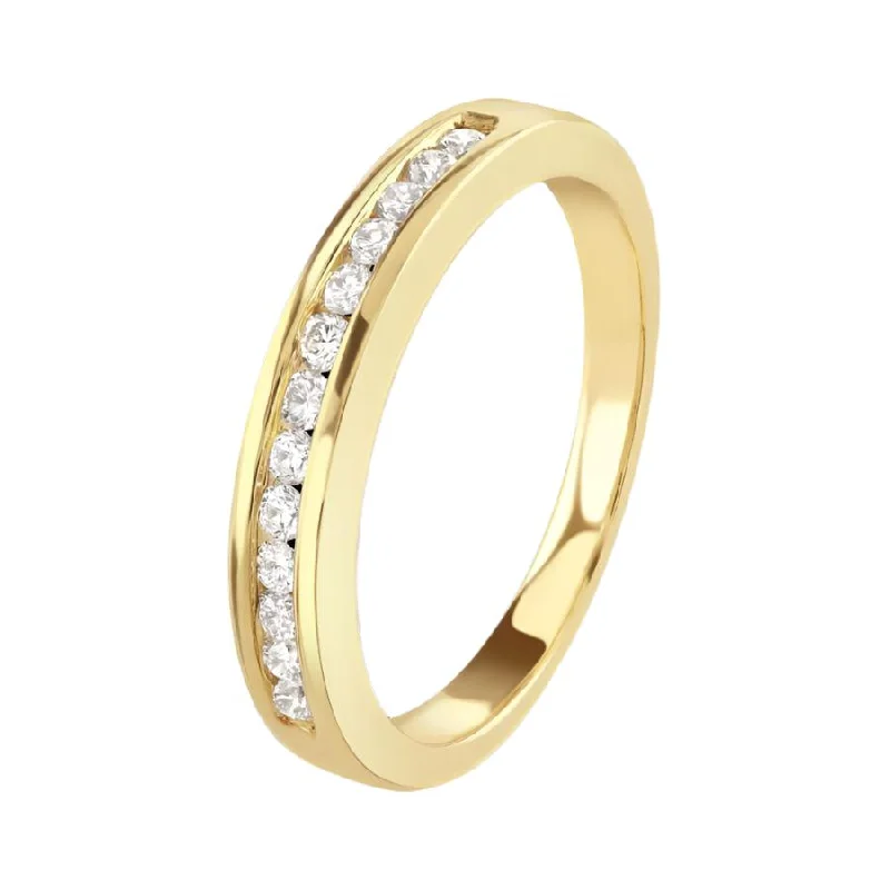 Ladies loose midi rings -0.25ct Round Brilliant Cut Diamond Channel Set Half Eternity 18ct Yellow Gold Ring