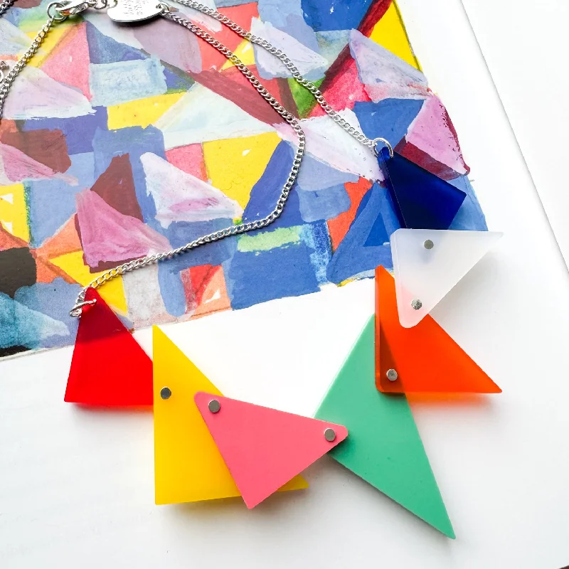 ladies necklaces opal inlays -Large Mary Wykeham X Tatty Devine Triangle Necklace