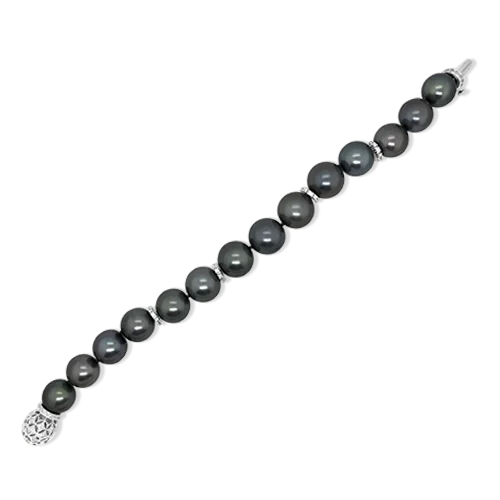 ladies silver bracelets topaz stones -Tahitian Pearl & Diamond Bracelet