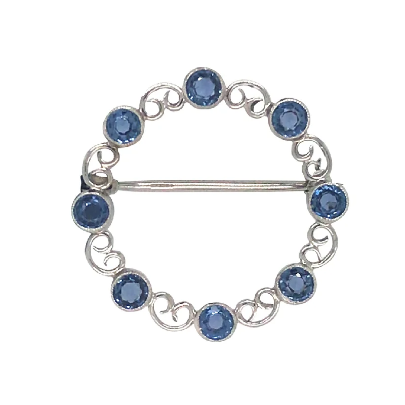 ladies silver brooch iolite stones -Sapphire Brooch