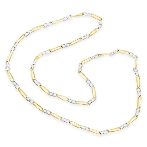 pearl strand necklaces for women -White & Yellow Gold Italian Chain Necklace