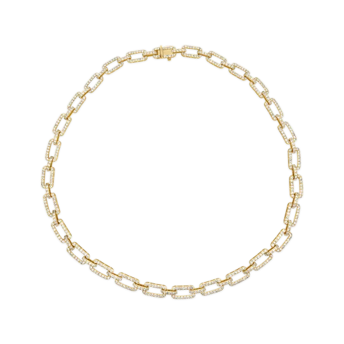 grid pattern necklaces for women -Pave Diamond Link Necklace