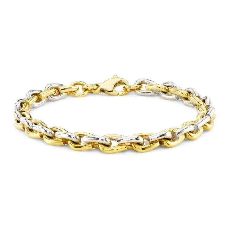 ladies gold bracelets tree motifs -9ct Yellow & White Gold Horseshoe Link Bracelet