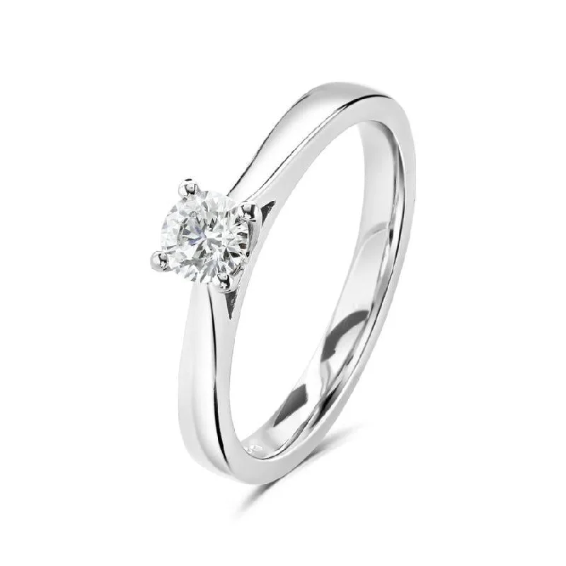 Ladies simple daily rings -0.31ct Round Brilliant Cut Diamond Solitaire Platinum Ring