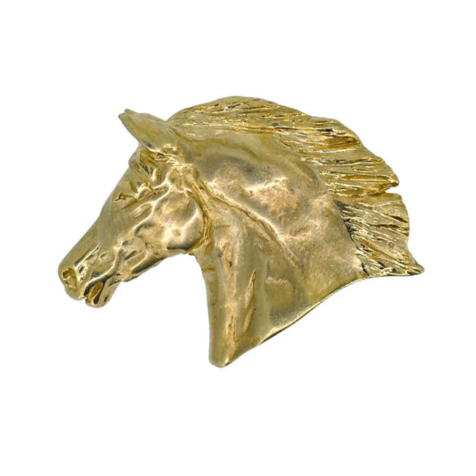 ladies gold brooch fish motifs -Horse Head Brooch