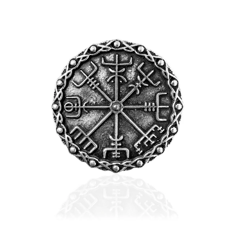 ladies gold brooch arrow design -Vegvisir Brooch, Silver