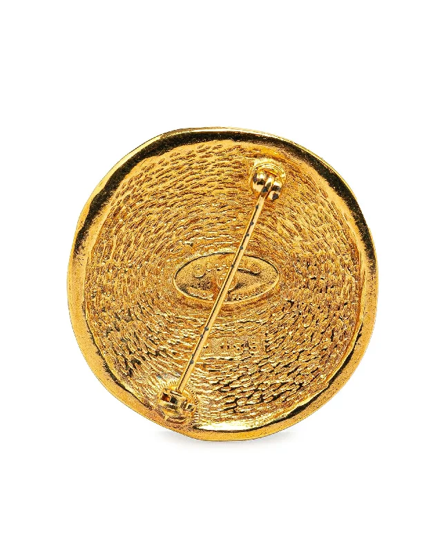 ladies brooch sunburst designs -Gold Plated Medallion Brooch Pin with Back Closure