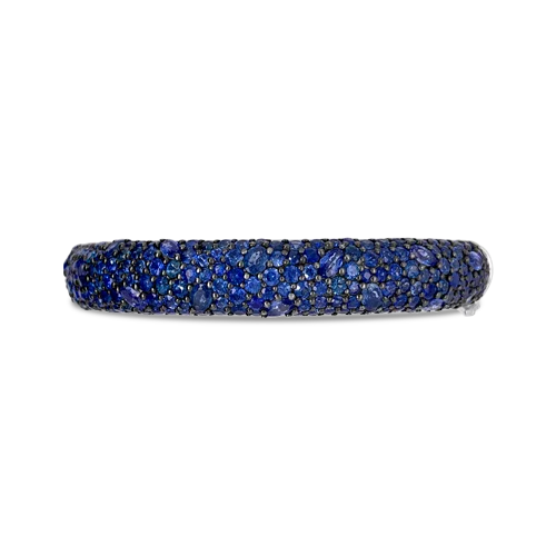 silver bracelets for women floral motifs -Blue Sapphire Bangle Bracelet