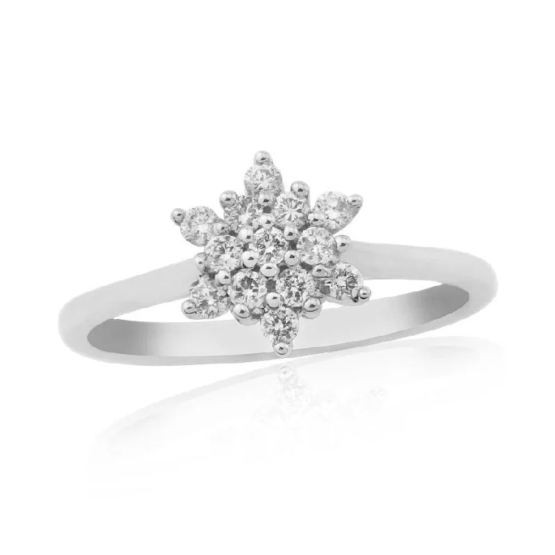 Ladies rest charm rings -9ct White Gold Round Brilliant Cut Diamond Cluster Ring