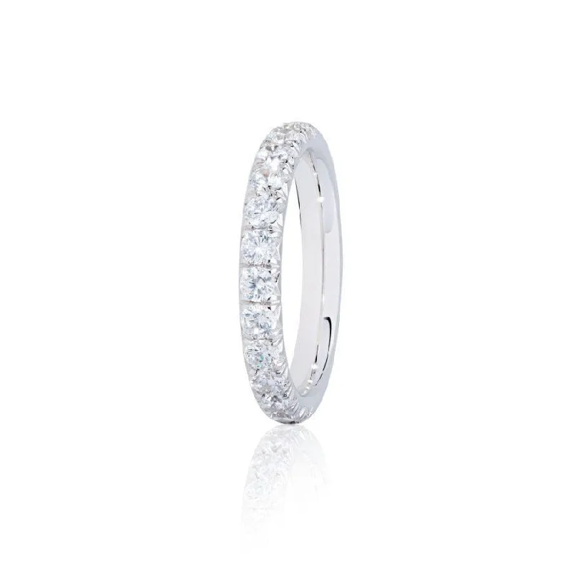 Ladies premium luster rings -0.75ct Pave Set Round Brilliant Cut Diamond Platinum Half Eternity Ring