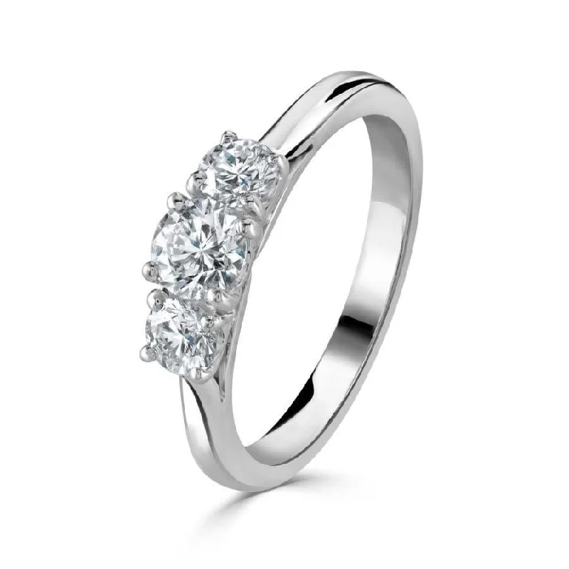 Ladies clan charm rings -Platinum Round Brilliant Cut Diamond Trilogy Ring