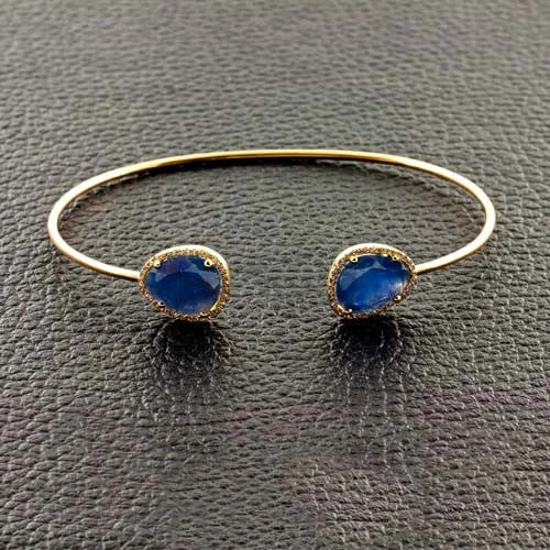 ladies rose gold bracelets circles -Sapphire & Diamond Bangle Bracelet