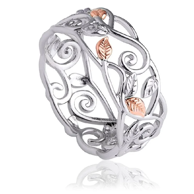 Ladies flickering spark rings -Silver & 9ct Rose Gold Awelon Ring