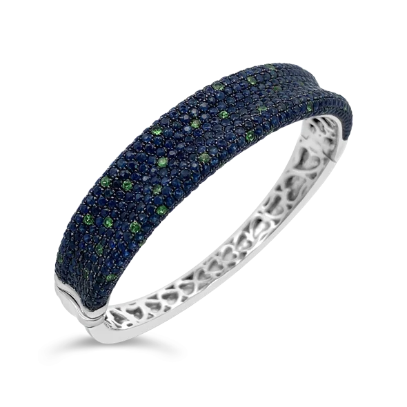 ladies rose gold bracelets vines -Sapphire & Tsavorite Bangle Bracelet