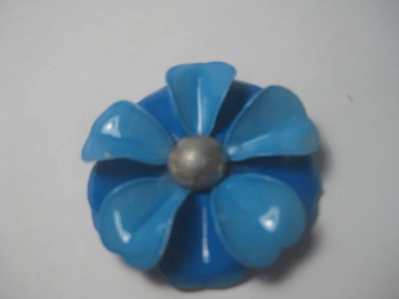 ladies gem brooch love themes -Vintage 1960's Two-Tone Blue Enameled Large Floral Brooch, 2.25", Boho, Hippie Style