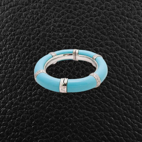 ladies gold bracelets cat motifs -Turquoise & Diamond Hinged Bangle Bracelet