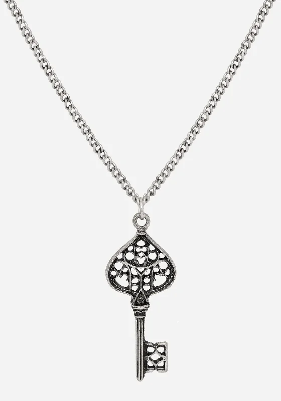 ladies gold necklaces lotus motifs -Claustrum Gothic Key Pendant Necklace