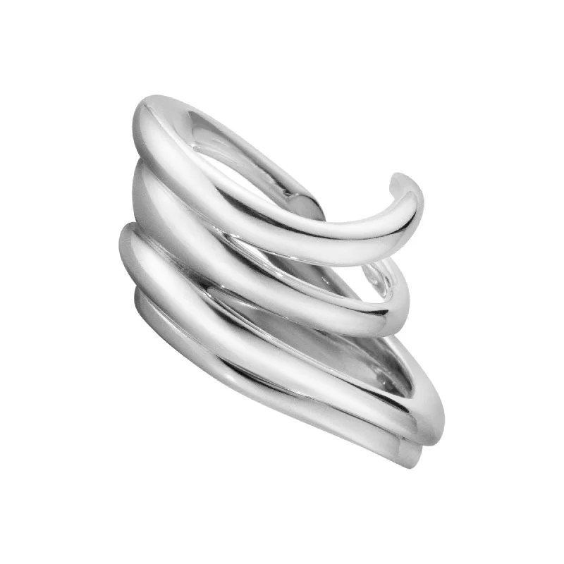 Ladies frosty glow rings -Silver Arc Ring