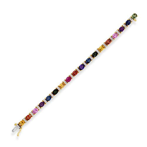 ladies bracelets sunburst charms -Multi-color Sapphire & Diamond Bracelet