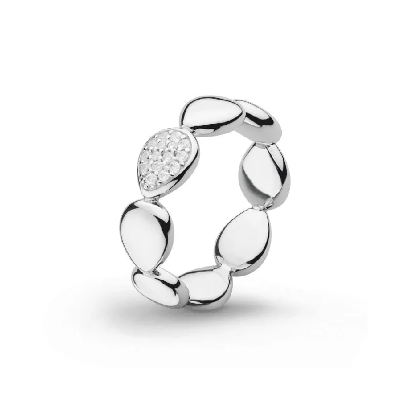 Ladies gentle charm rings -Silver Coast Pebble Glisten CZ Ring