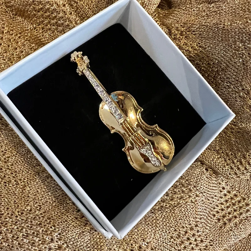 infinity design brooch for women -Gold Violin Brooch by Cabouchon