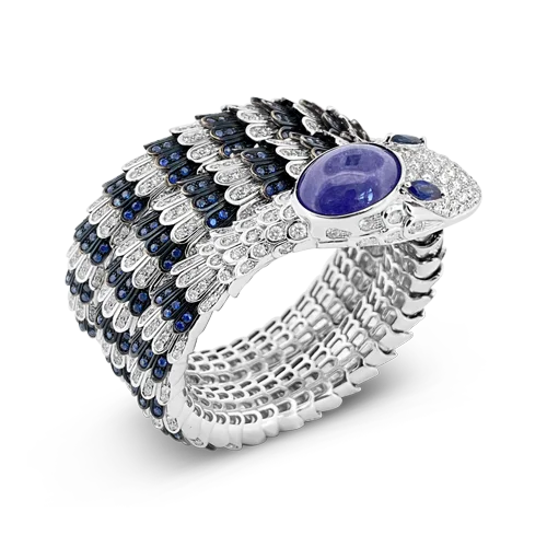 ladies leather cord bracelets -Sapphire, Diamond & Tanzanite Snake Bracelet