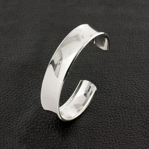 zigzag design bracelets for women -Concave Silver Bangle Bracelet