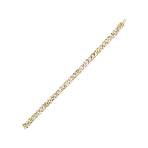 oxidized finish bracelets for women -Yellow Gold & Diamond Link Bracelet