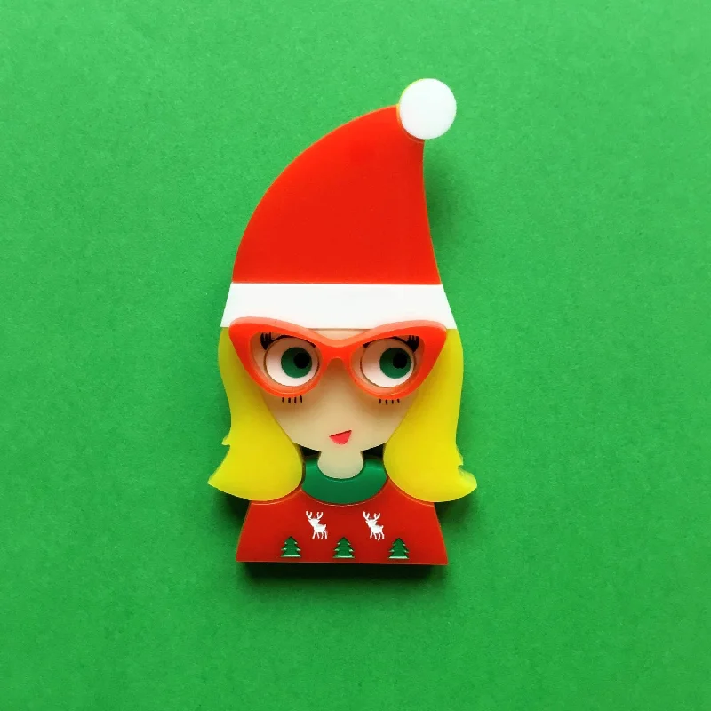 dotted pattern brooch for women -BRIGITTE Acrylic Brooch, Your 2019 Christmas Girl