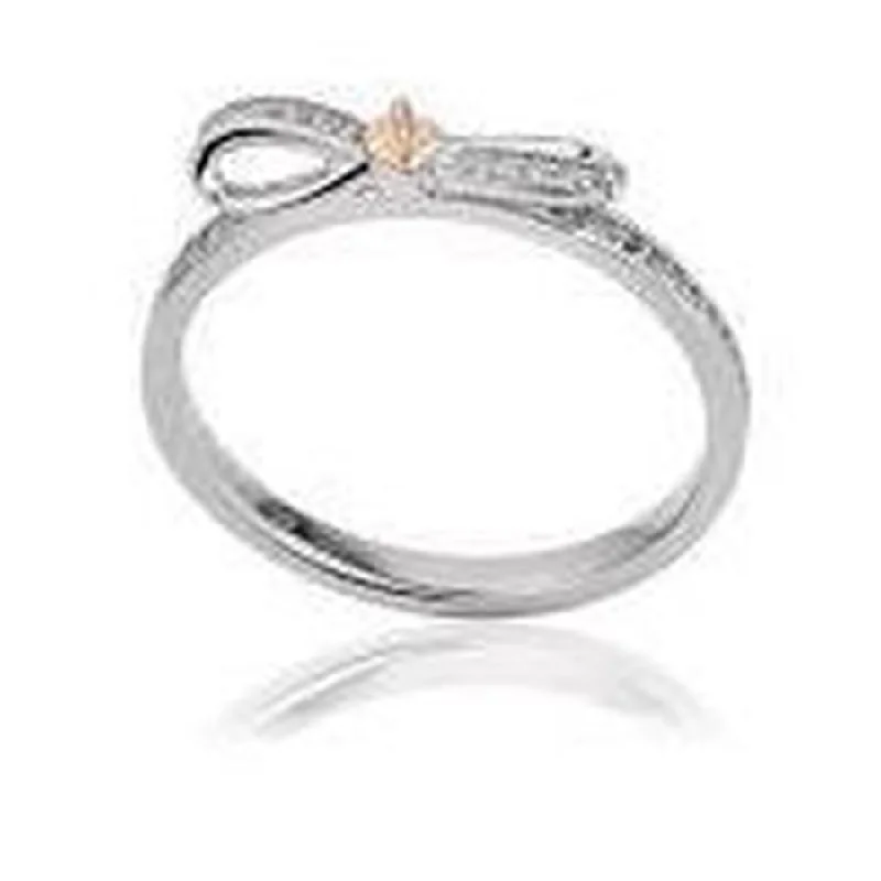 Ladies grit flair rings -Silver and 9ct Rose Gold Tree of Life Bow Ring